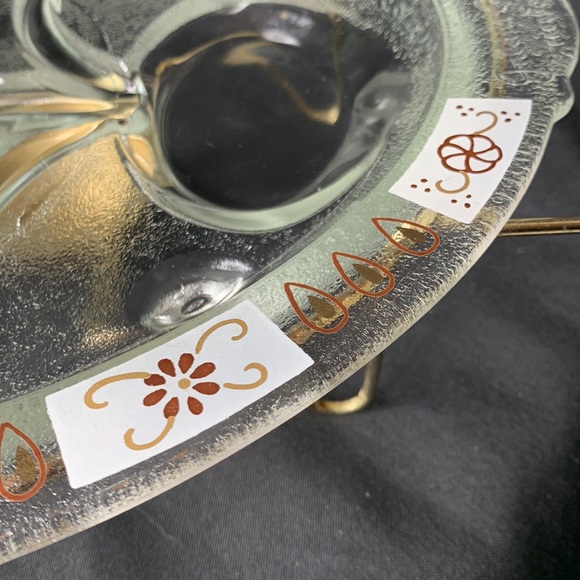 VTG MCM Inland Glass Atomic tree of life serving platter with metal warming tray - Picture 11 of 16
